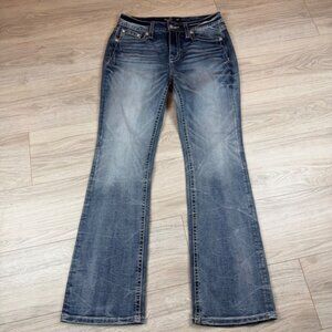 Miss Me Jeans Womens Size 30 Mid Rise Bootcut Embellished Rhinestone Sequins Y2K
